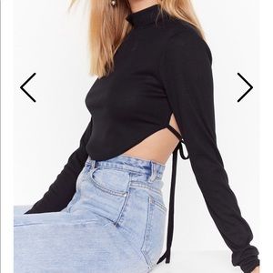 Nasty Gal Open Back Crop Top Black